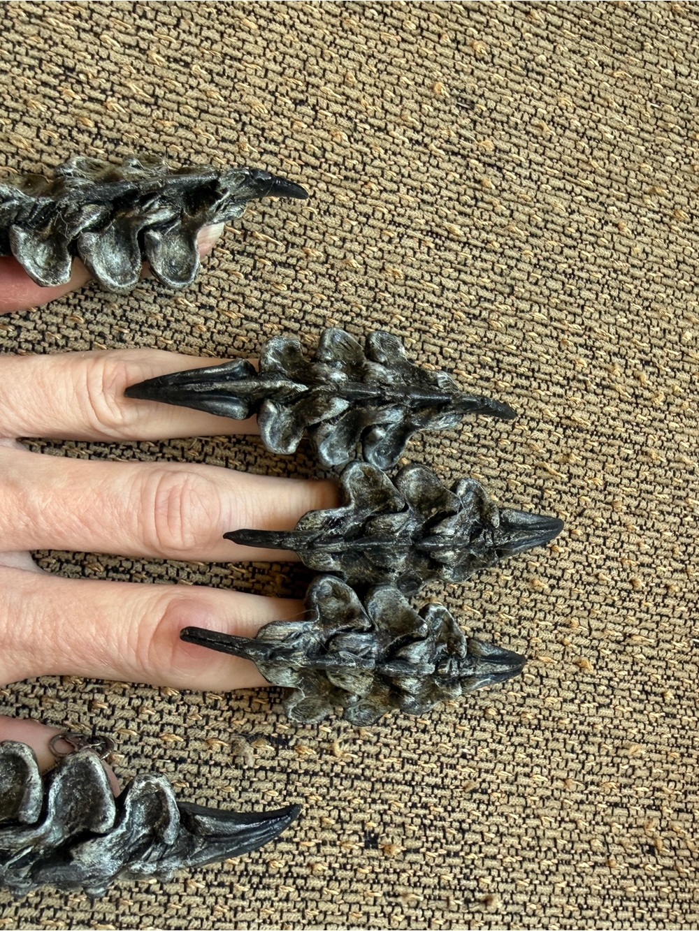 Ornate Gothic Witch Queen Vertebrae Crown and a Full Set of Vertebrae Claw Rings - Picture 8 of 10